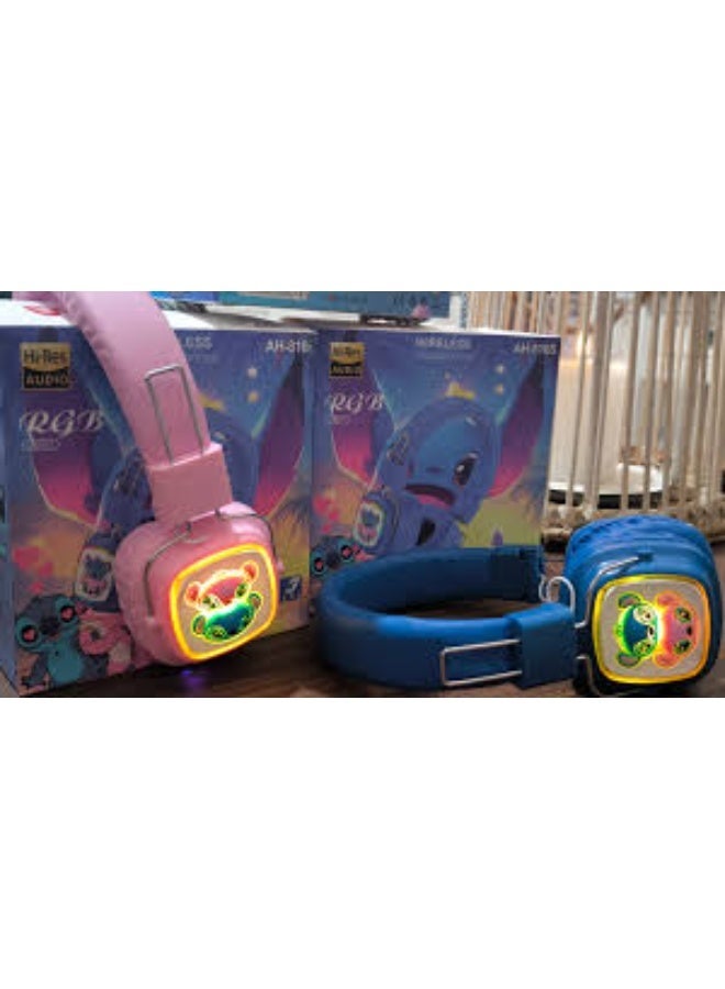 STITCH Wireless Kids Headphones [Kids Headphones] Cute Cartoon Design with LED Lights, Effective Noise Isolation Thanks to the Closed Ear Cavity Design [Bluetooth Kids Headphones] Comfortable and Lightweight Bluetooth Headphones - Image 4